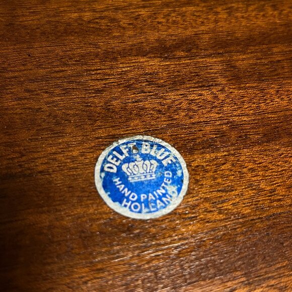 Vintage Delft Blue cheese board with knife, wood + ceramic with tiles blue/white - Picture 4 of 5